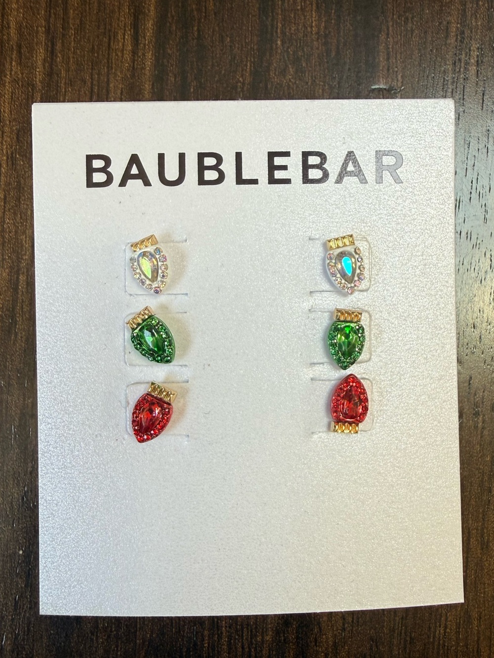 BaubleBar Red, Green & Iridescent Teardrop Crystal Stud Trio